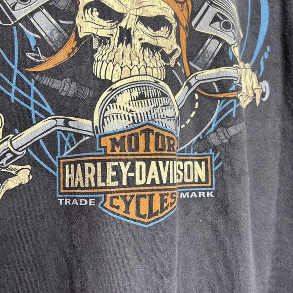 Harley Davidson Dark Gray Skull Graphic Print Short Sleeve Shirt Size 2XL Men's - Picture 4 of 13
